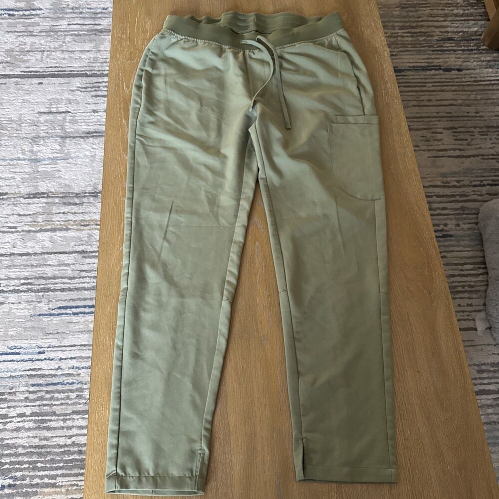 Mandala Scrub Pants Women's Sz L Olive Green Cargo Drawstring w/6 Pockets Comfy